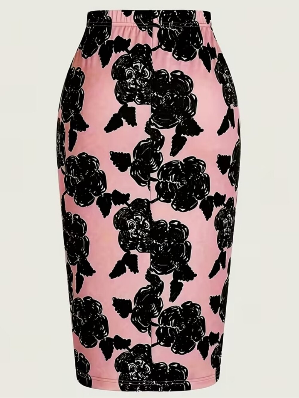 Pink/Black Floral Print Full Line Skirt 2-3XL - Picture 2 of 4